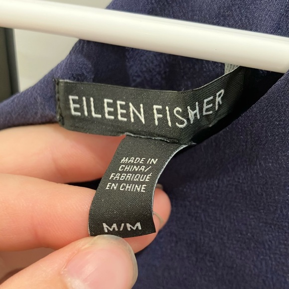 Eileen Fisher Women's Navy Blue Minimalist Sleeveless Lightweight Midi Dress - Picture 8 of 8